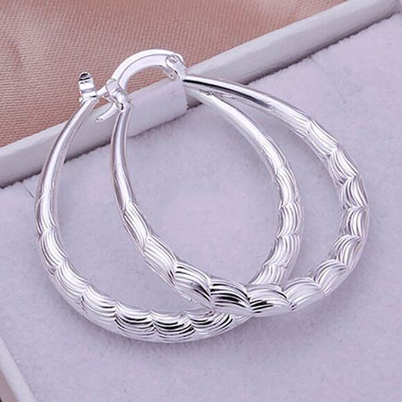 Rygai 925 Sterling Silver U Shape Hoop Dangle Earrings for Women - Picture 3 of 5